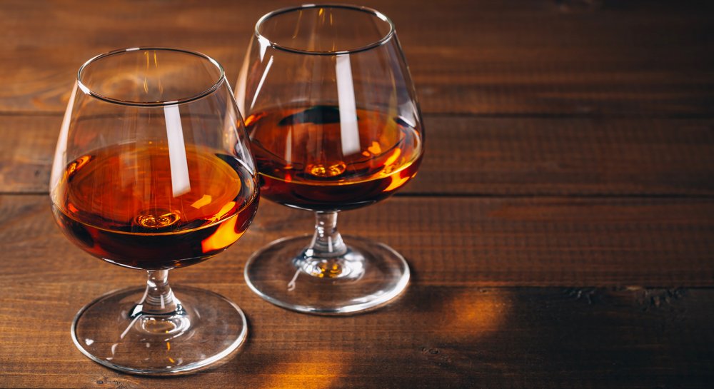 Two glasses of cognac ready to be tasted